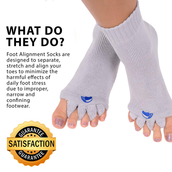 Bunion pain relief and prevention with Light Grey Foot Alignment Socks