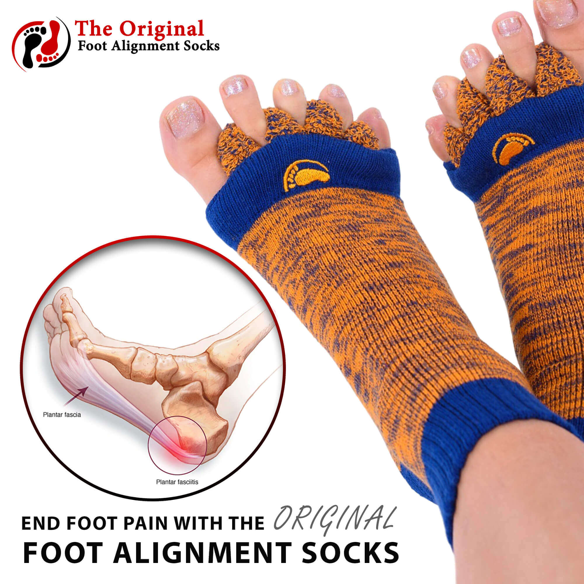 Navy & Orange Foot Alignment Socks