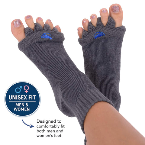Charcoal Foot Alignment socks on womens feet