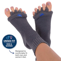 Charcoal Foot Alignment socks on womens feet