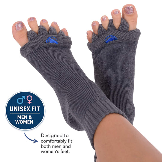 Charcoal Foot Alignment socks on womens feet