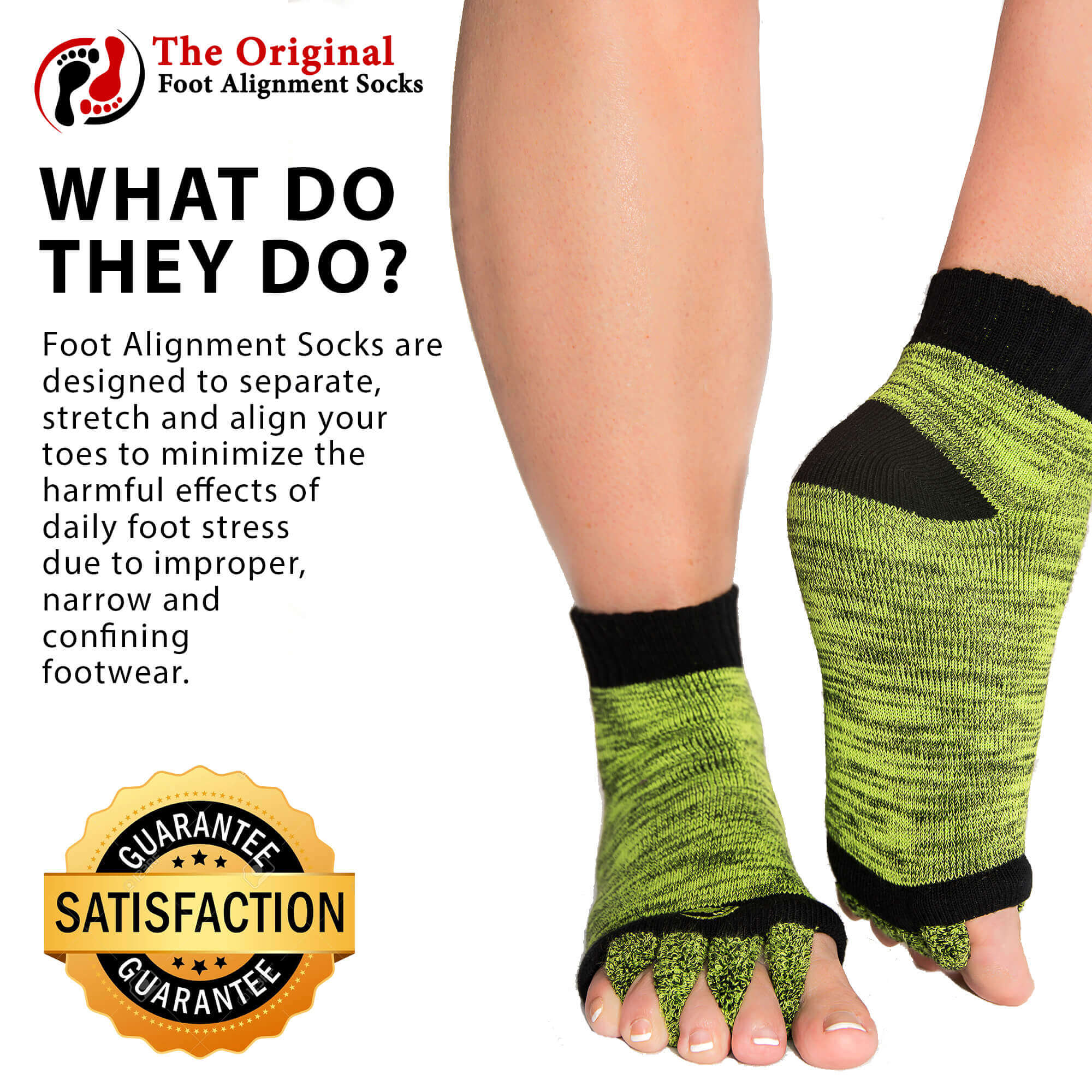 2 Pairs Toe Separator Socks, Foot Alignment Socks Cotton Massage Toeless  Socks Stretch Sports Socks for Yoga Gym 