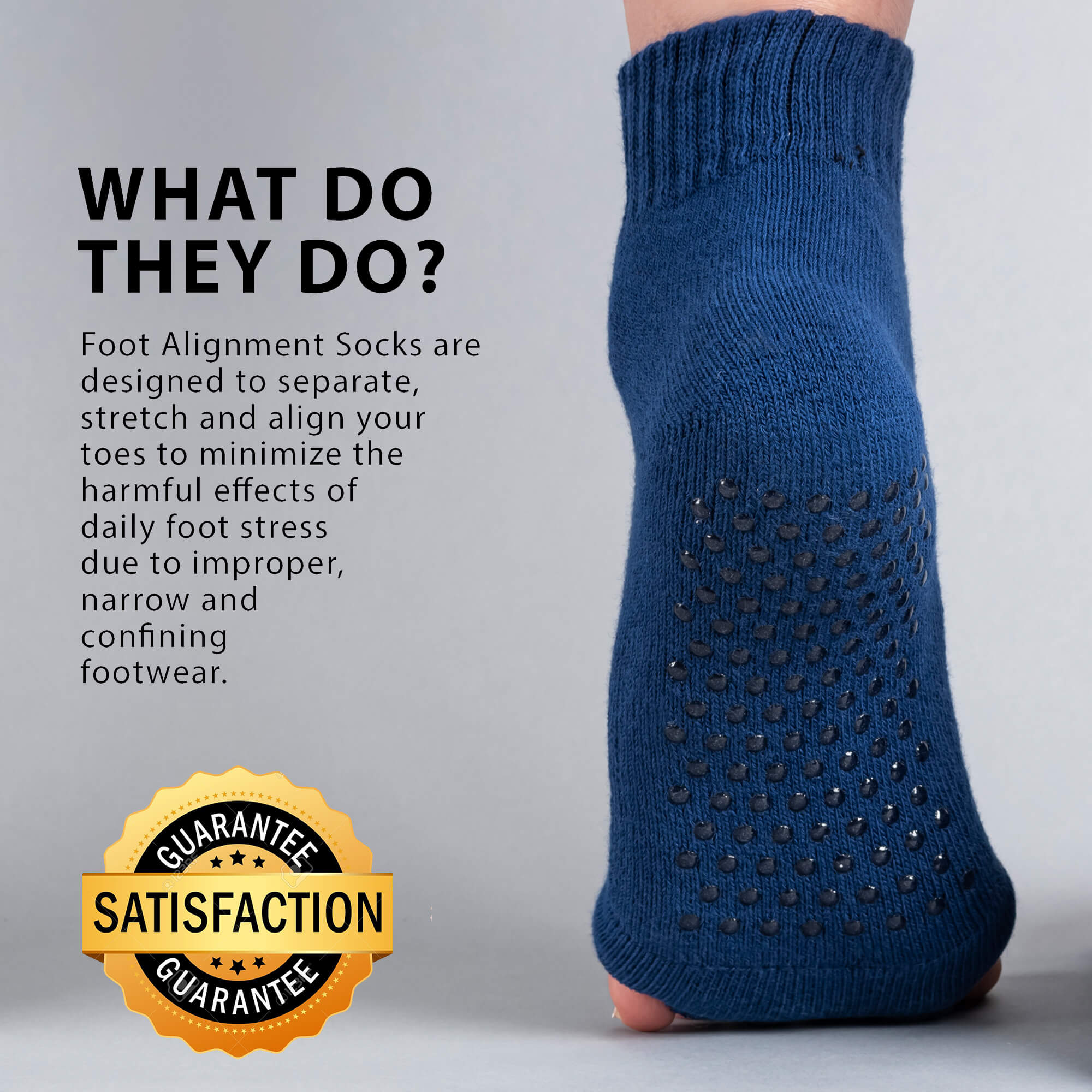 Relieve foot pain with Foot Alignment Socks with grippers. My Happy Feet The Original Foot Alignment Socks