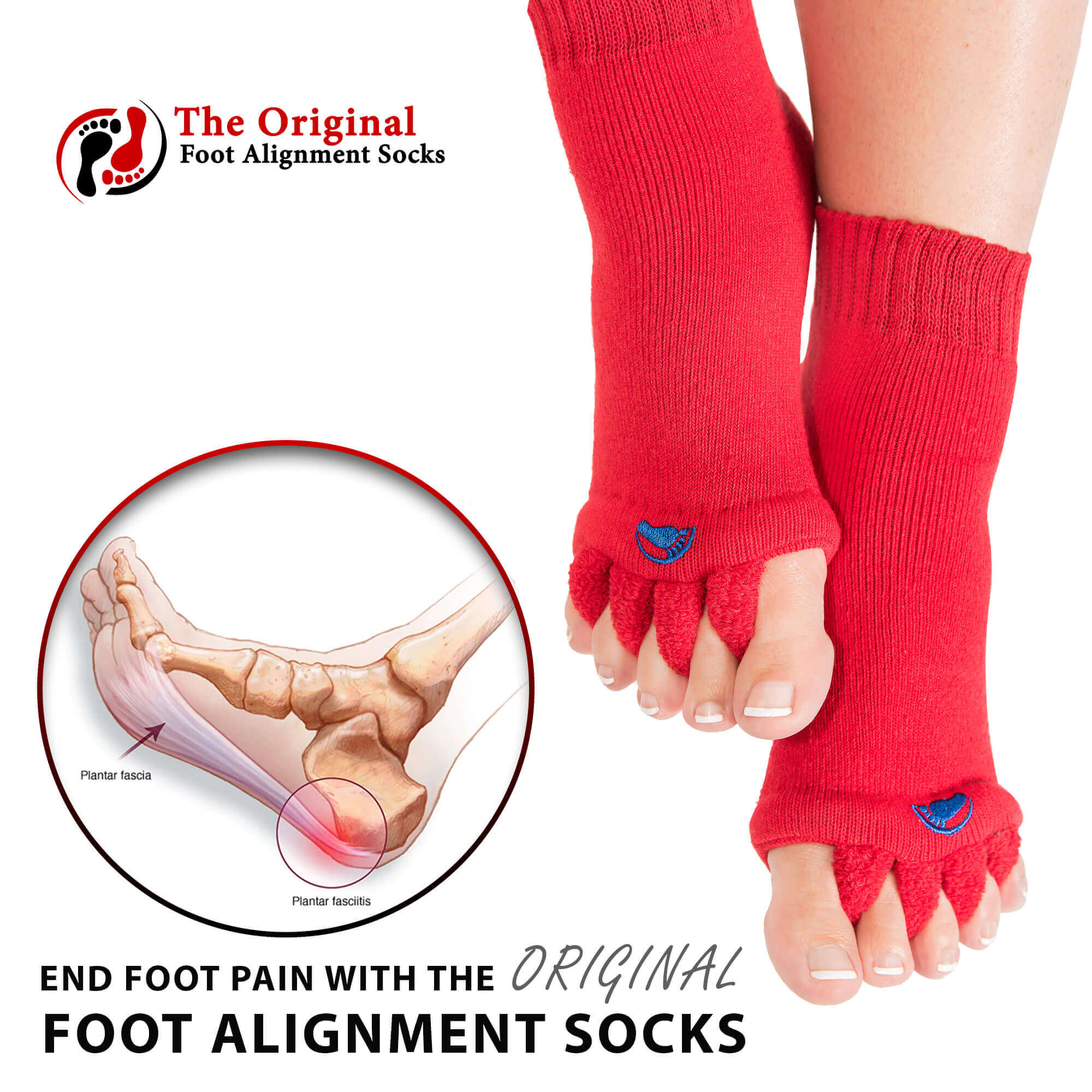 Alignment socks for foot pain, plantar fasciitis and bunions in Red – My-Happy  Feet - The Original Foot Alignment Socks