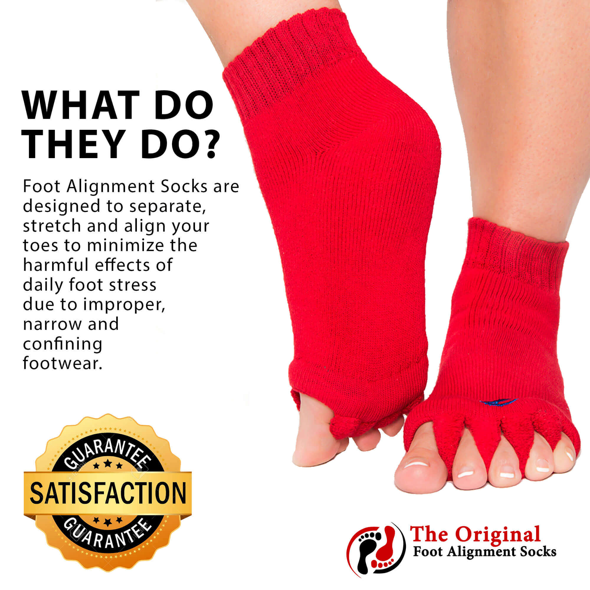 Alignment socks for foot pain, plantar fasciitis and bunions in Red – My-Happy  Feet - The Original Foot Alignment Socks